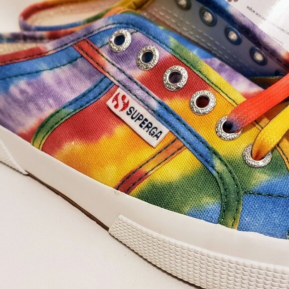 SUPERGA New Slide-On Sneakers Tie-Dye Multi-Color Rainbow Vivid Fun Artsy Bright - Picture 5 of 8